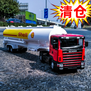 俊基1:43壳牌儿童油罐车玩具模型 合金仿真汽车模型可以开门特价
