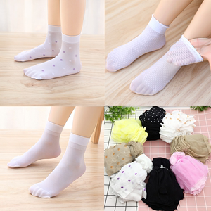 10双春夏季儿童超薄短丝袜隐形透明水晶袜子女童薄款糖果袜