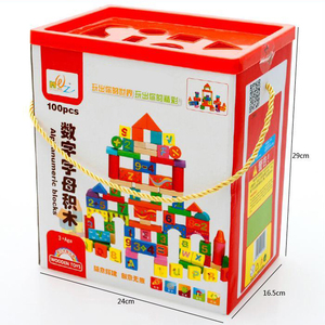 特价包邮木丸子100粒榉木数字字母积木制大块环保儿童益智玩具