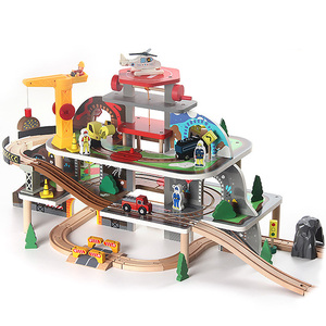 儿童汽车小火车列车高铁积木矿山轨道城市交通木质男孩大型玩具