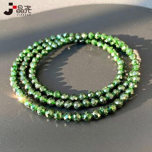 真品 细款绿砂石刻面手串绿尖晶石水晶超闪三圈手链气质款质饰品