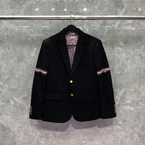 tb毛呢西服外套职业正装双袖织带小西装男英伦风欧美复古休闲上衣