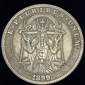 1899埃及守护系列天秤狼 阿努比斯/荷鲁斯狗头鹰头工艺收藏硬币