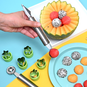 不锈钢蔬菜水果挖球器西瓜挖球勺子拼盘工具套装分割器雕花刀模具