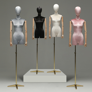 高端服装店女模特道具橱窗展示假人体定制韩国绒婚纱半身女模特架