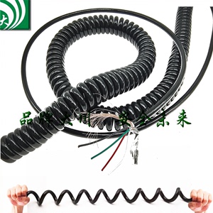 无氧铜过电稳定螺旋电缆4芯0.3 0.5 0.15平方0.1屏蔽弹簧线伸缩线