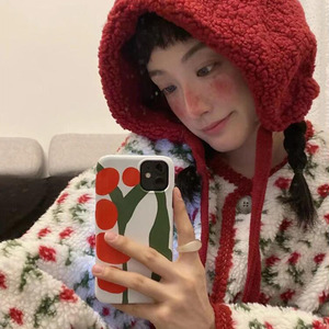 新款可爱女巫小红帽子软糯女孩羊羔毛护耳保暖可爱骑车毛茸毛绒帽