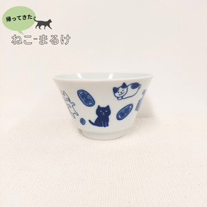 利物商店美浓烧饭碗日本进口猫咪图案荞麦拉面汤碗日式绿茶杯