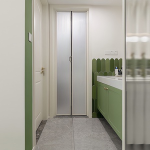 16窄边细框折叠门厨房卫生间无下轨道钛镁合金隐形网红推拉门定制