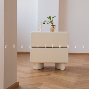 川田野白色床头柜韩式极简风格网红储物现代床边柜抽屉小柜子卧室