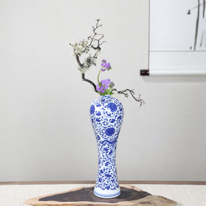 中式陶瓷插花器皿景德镇青花瓷梅瓶水养花瓶简约桌面摆件装饰瓶子