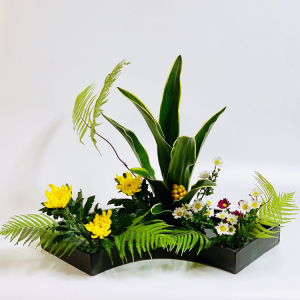 剑山陶瓷景德镇新中式传统日式花道插花扇面花盘扇形陶瓷扇左扇右