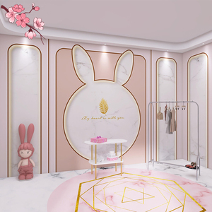 儿童服装店直播间背景墙造型壁布3d立体壁纸网红抖音快手卡通墙纸