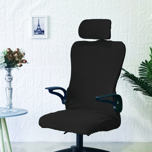防水带头靠办公椅套万能通用黑色弹力头枕电脑旋转老板椅椅子套罩