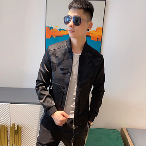 秋冬精神小伙修身迷彩夹克外套男男士休闲棒球领上衣潮流帅气男装