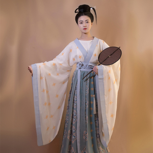 九玄月原创【南飒】魏晋南北朝大袖襦印花腰澜闺蜜情侣汉服春秋女