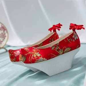 古代清朝格格鞋花盆底鞋贵妃太后娘娘旗鞋女绣花鞋子表演舞台布鞋