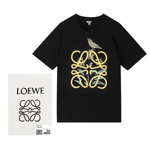 loewe/罗意威 夏季小鸟花卉印花刺绣圆领短袖经典logo情侣百搭t恤