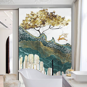 自粘自贴马赛克墙贴背景墙轻奢玄关瓷砖壁画背景玻璃电视拼图瓷砖