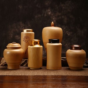 竹节手工精制醒茶筒茶叶盒旅行携带金属旋盖茶叶罐密封茶桶储茶器