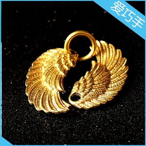 羽毛钥匙扣 黄铜羽毛吊坠 天使之翼钥匙扣 纯铜钥匙扣 翅膀 创意