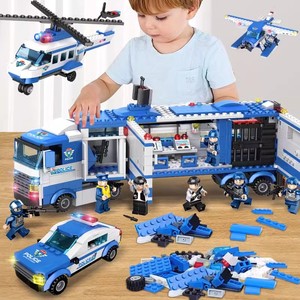乐高积木警察指挥车儿童拼装玩具军事特种兵小人仔特警汽车男孩子