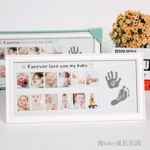 12个月宝宝手脚印成长相框挂墙儿童周岁纪念白色简约画框摆台包邮
