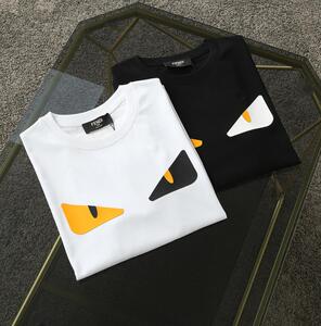 fendi芬迪春夏男士圆领时尚小怪兽眼睛印花纯棉休闲短袖t恤打底衫