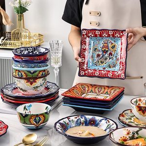 外贸陶瓷碗碟套装家用吃饭碗菜盘子高端碗盘碗筷餐具乔迁礼盒装