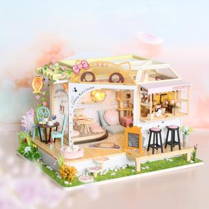 弘达diy小屋猫咖后花园手工制作小房子模型创意拼装礼物女生礼物