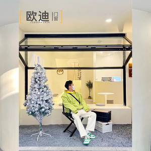 上下推拉折叠窗铝合金上翻窗咖啡店奶茶店吧台电动玻璃升降提拉窗