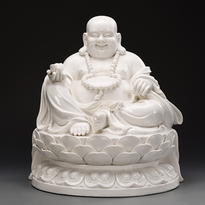 德化白瓷大肚佛弥勒佛笑佛摆件陶瓷招财佛像供奉家居客厅摆设礼品