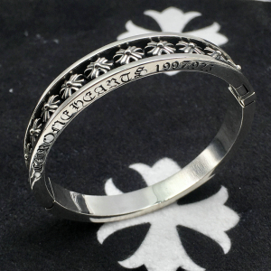 925纯银ch克罗心十字架手镯手环个性复古潮牌船锚泰银手镯男潮女