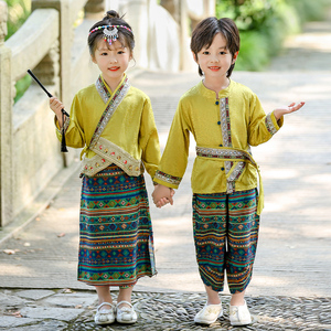 傣族服装儿童春夏装云南西双版纳少数民族服饰男女童三月三表演服
