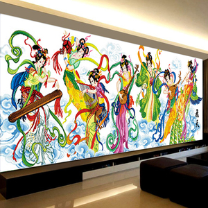 5d钻石画满钻新款七仙女飞天古典人物客厅点贴钻十字绣水晶钻全贴