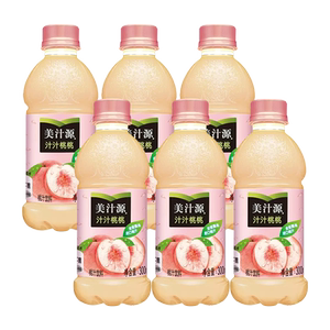 美汁源汁汁桃桃美汁源果粒橙 300ml*6瓶夏季可口果汁bbnc