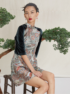 品玉【千鹤吟】旗袍2022春季提花时尚通身改良连衣裙旗袍少女