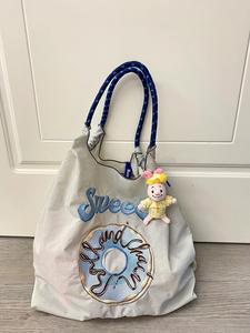 日本代购高圆圆同款ball chain刺绣甜甜圈环保袋购物袋大容量女包