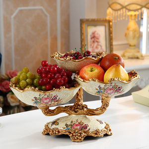 大号欧式创意果盘家用客厅奢华茶几装饰摆件多层分格水果盘干果盘