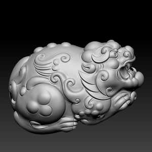 三维立体图圆雕图图纸stl文件神兽貔貅手把件玉雕雕刻3d模型1217