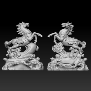 生肖马三维立体图圆雕图图纸stl文件马到成功摆件雕刻机3d模型899