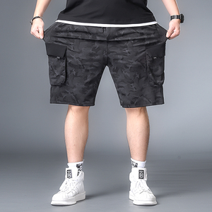大码工装短裤男加肥加大宽松休闲迷彩五分裤胖子男装肥佬裤外穿