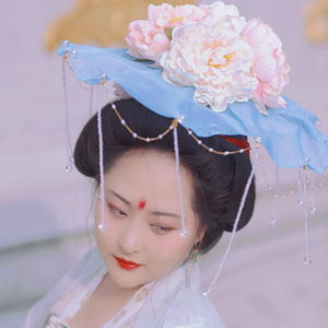 【霜翎阁】仿林芳兵唐风杨贵妃发冠斗笠汉服发配饰品古风{荷叶帽}