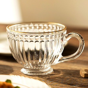 西式高颜值玻璃杯带把ins风牛奶燕麦杯早餐杯大容量耐热家用茶杯