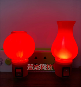 新款全红光LED小夜灯入伙结婚氛围灯笼玉瓶1W长明守岁床头灯