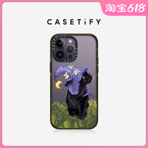 CASETiFY艺术家联名巫师帽小黑猫适用苹果iPhone14/13/Plus/Pro/Max防摔手机壳