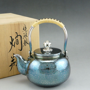 西洋古董老银器 日本手工纯银锤揲福吕型银壶 酒壶 茶壶 松荣堂