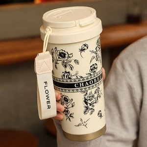 日本代购茶水分离保温杯陶瓷内胆双饮咖啡杯女新款高颜值吸管杯子