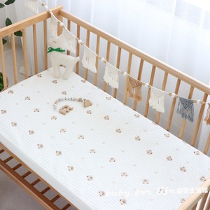婴儿床笠儿童全棉韩式绗缝刺绣宝宝床垫松紧带床单新生儿床品套件