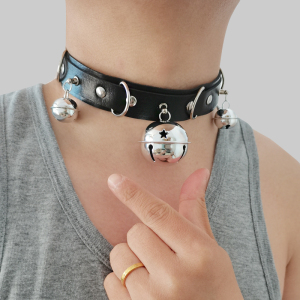 choker项圈男生哥特性感脖圈皮质铃铛颈带小奶狗朋克颈环项链纯欲